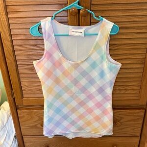 NWOT Pastel Plaid Scoop Neck Tank Top by Fiercepulse Size XL